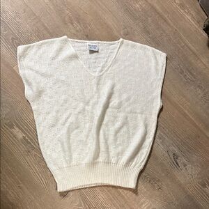 Vintage Made in USA Creamy White V-Neck Sweater Vest